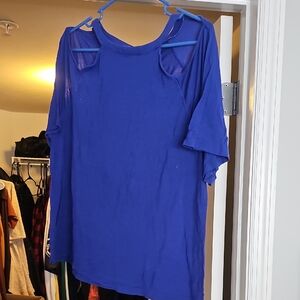 Soho Blue 3/4 Sleeve Cut Out Blouse